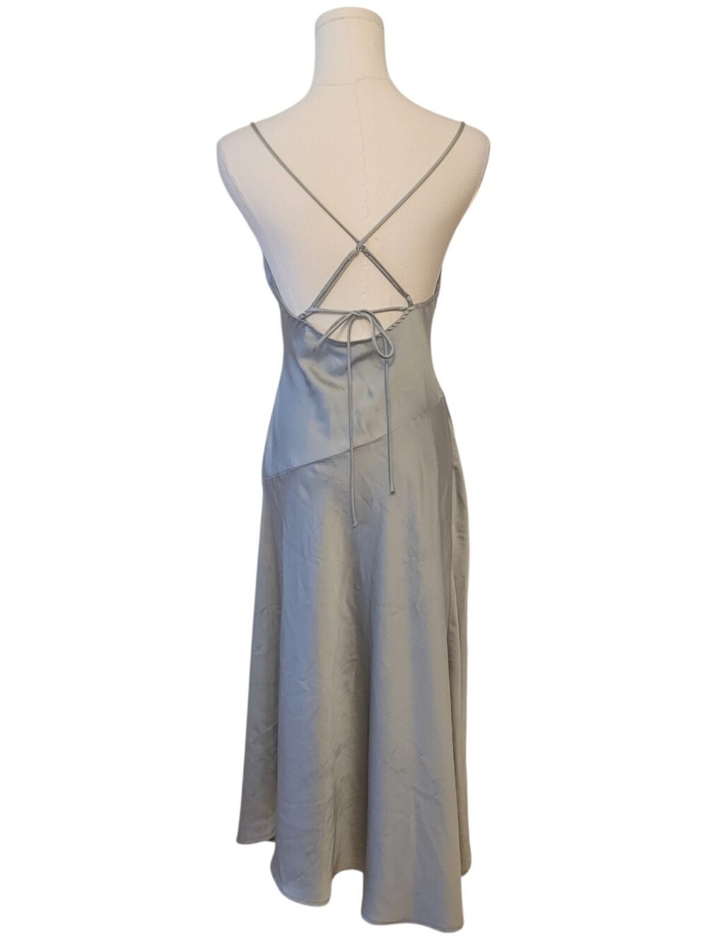 ASTR the Label Green-Gray Satin Slip Maxi Dress Size Medium - Picture 5 of 6